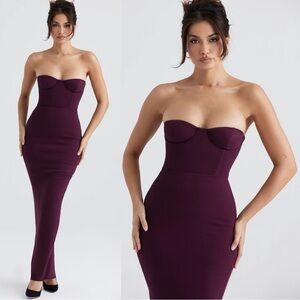 ❤️‍🔥firm price❤️‍🔥House of cb LUCIA Grape Strapless Corset Maxi Dress